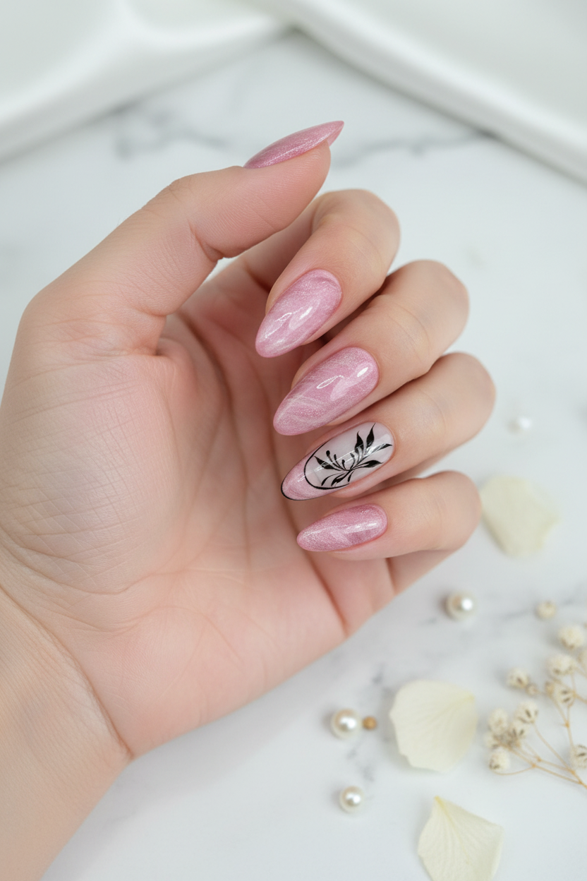 Main féminine ongles magnétiques